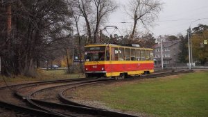 Трамвай Tatra T6B5SU-1022. Разворот на кольце.