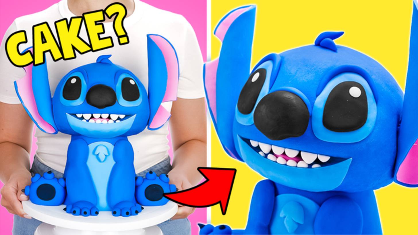 Как сделать торт в форме Стича 💙 Милейший и пушистый десерт 🎂✨ смотреть онлайн