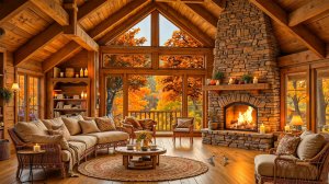 Осенний уют в деревянном доме 🍁 Джаз у камина и спокойствие за окном 🔥🎷