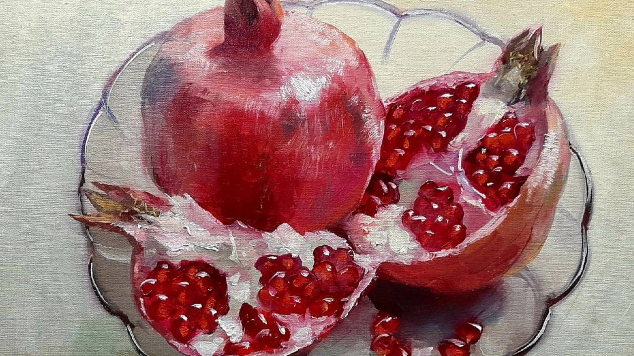 Рисуем гранат маслом смотреть онлайн