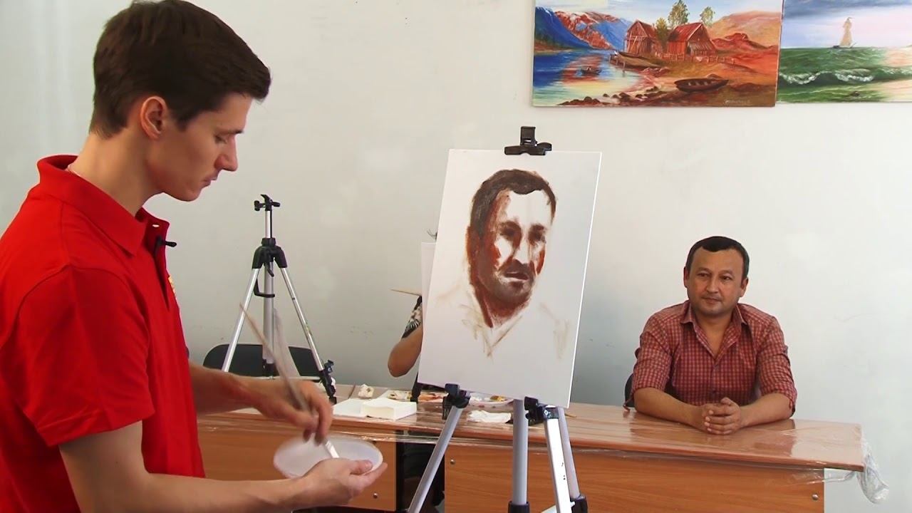 Портрет маслом с натуры с подробными комментариями, Time-lapse video / Oil portrait смотреть онлайн