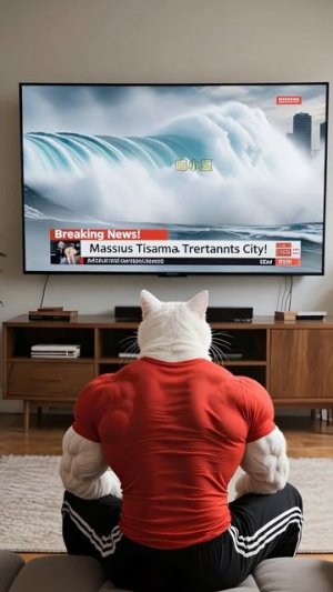 Папа-кот спасает город от цунами! #котик #план по спасению питомцев