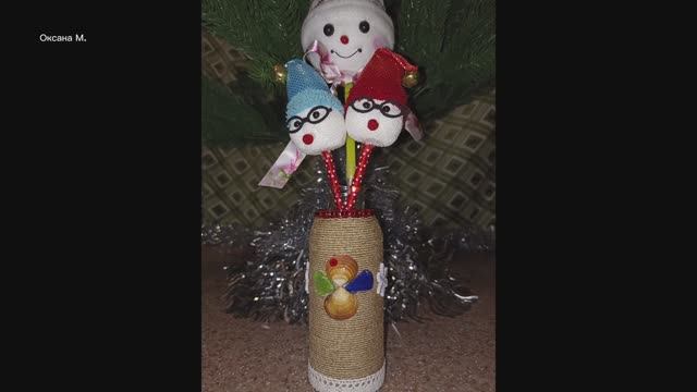 Бутылка-ваза новогодняя