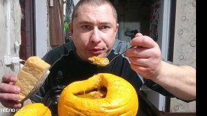 мукбанг/обжорыч/фаршированная тыква со свининой/