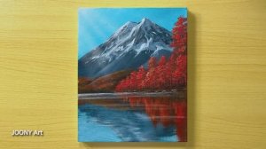 Осенний горный пейзаж с отражением в воде / Акриловая живопись для начинающих