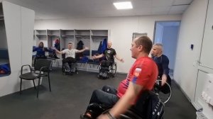 Разминка сборной России по кёрлингу на колясках перед тренировкой