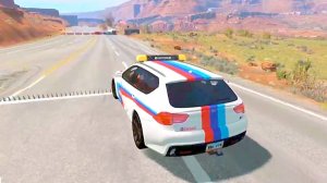 Чем тут тебе помогут шины? Разрушительные аварии с полицейскими шипами BeamNG Авто ДТП мультик