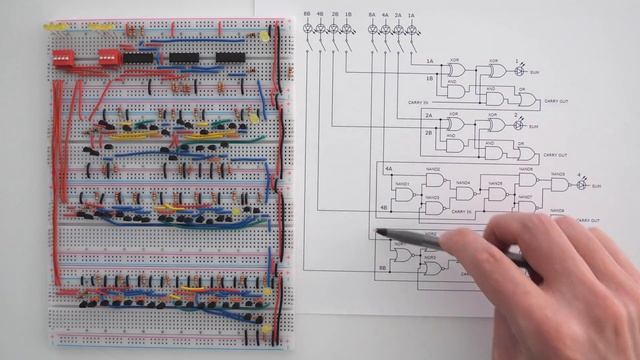 4 битный калькулятор на транзисторах (4 bit calculator) смотреть онлайн