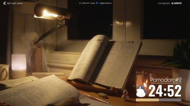 3 часа STUDY WITH ME ｜ Calm Piano 🎹, Rain Sounds 🌧️｜ Pomodoro 50-10 ｜ Late Night🌙🌸