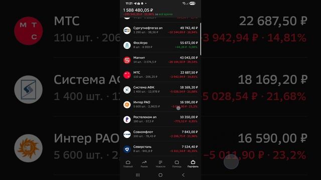 110 Докинул 21 т.р. Получил дивиденды по ФосАгро. Набираю позиции.