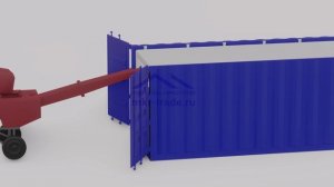 Загрузка зерна в контейнер с вкладышем.