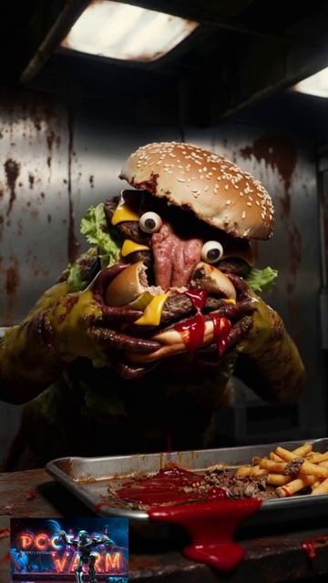 Король бургеров в Бургер Кинг, выглядит так!
#aivideo, #ужасы,  #ИИ,#чёрныйюмор,#horor