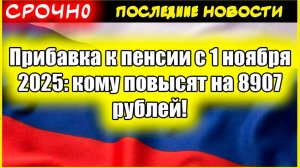 Прибавка к пенсии с 1 ноября 2025: кому повысят на 8907 рублей! Полный список категорий