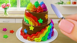Мультики для детей про мини-выпечки. Мини-торт «Радуга» с шоколадом✨. Мультики для малышей.