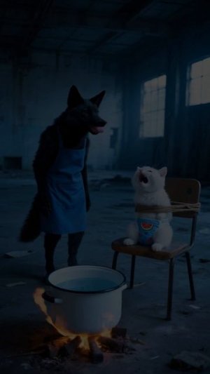 Котенок был связан, отец  избил плохого парня.