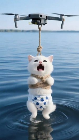 Котёнок взрывает водяную трубку, и его мама взлетает на небеса!#котёнок #план по выведению питомца