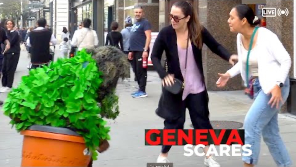 BUSHMAN PRANK. SCARING PEOPLE IN GENEVA SWITZERLAND смотреть онлайн