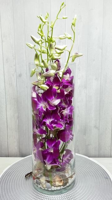 Композиция из орхидей в стекле на стол смотреть онлайн