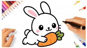 КАК ЛЕГКО НАРИСОВАТЬ КАВАЙНОГО МИЛОГО ЗАЙЧИКА 🐇🥕