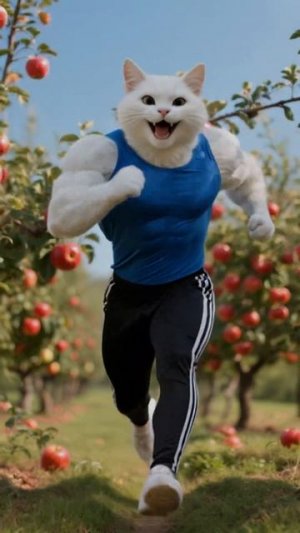 Папа-кот продает яблоки