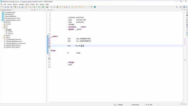Section 3- Assembler Rules and Directives, Lecture 19- Programming - Swapping Register Content смотреть онлайн