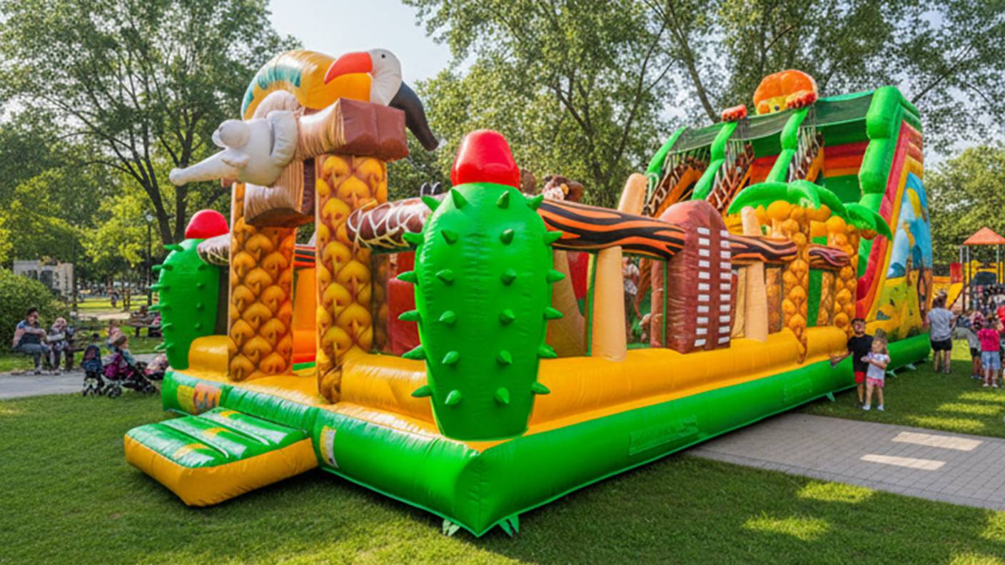 Коммерческий надувной батут "Сафари Ультра", 14*6*7,5 м. смотреть онлайн