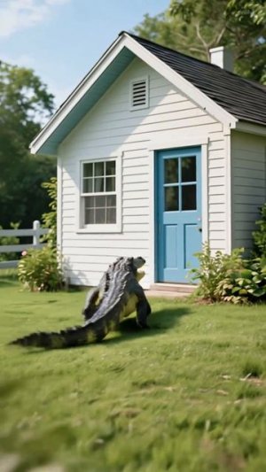 За котенком гнался крокодил