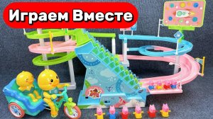 АСМР ИГРУШКИ ДЛЯ ДЕТЕЙ 🐤 СТРОИМ ВМЕСТЕ ИНТЕРЕСНЫЕ ГОРКИ И ЗАПУСКАЕМ ИГРУШКИ