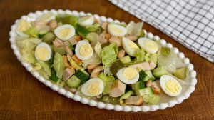 Салат, которым и поужинать можно, сытный, много белка и без майонеза