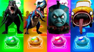 Coffin Dance Динозавры, Поровоз Томас и Машина Пожиратель 184 уровень - про Динозавров в Tiles Hop