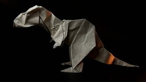 Оригами динозавр - тираннозавр из бумаги - обучение | Как сделать из бумаги динозавра оригами