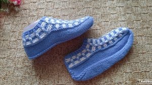 Следки-тапочки в два цвета. Удобные и очень теплые. / МК /