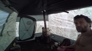 Комплект МБ-18 с печью Паробомба-100 под дождём