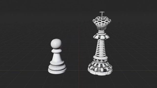 Создание пешки в Блендер, которая превращается в ферзя