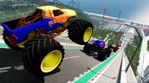 МУЛЬТИКИ ПРО МАШИНКИ 4К Эпические прыжки и столкновения на скоростном монстр-траке Beamng Drive #12