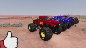 МУЛЬТИКИ ПРО МАШИНКИ 4К Эпические прыжки и столкновения на скоростном монстр-траке Beamng Drive #14