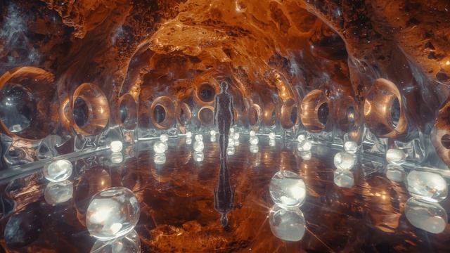 Chamber Of Liquid Light Orbs 🌠 2-Hour Cosmic Ambience ｜ Mercury Walls ｜ Galaxy-Threaded Figure