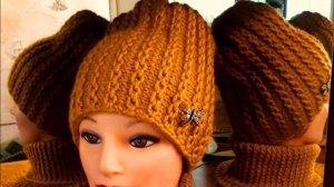 СМ описание! Узор _цепочки_ для  теплой шапки укороченными рядами.