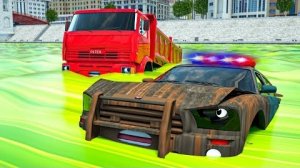 Гигантский суперкар JCB Камаз против полицейского суперкара автомобиль зомби | ГРУЗОВИК-МОНС