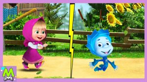 Маша и Медведь против Фиксиков.Мультяшные Догонялки Наперегонки.Кто Самый Быстрый