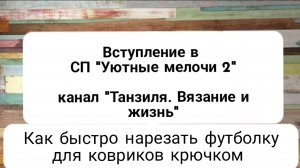 Вступаю в СП. Как быстро нарезать футболку для коврика крючком -уже делаю заготовку