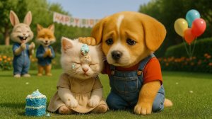 Мультики для детей. Собачка помогает котику. День рождения котика, мультфильм детям