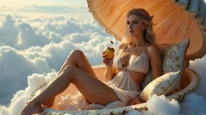 Шикарная блондинка с большой грудью разлеглась под красивую музыку на постели