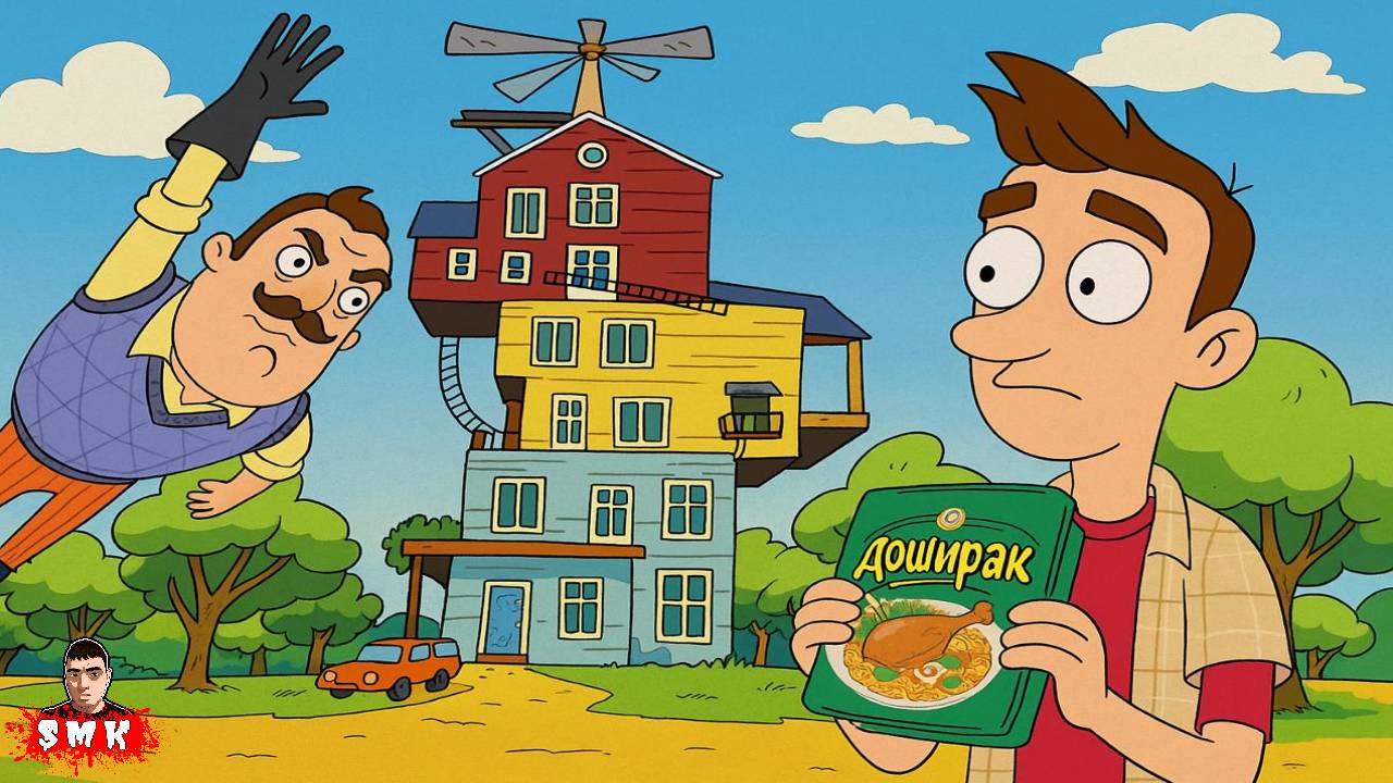 ШОУ ПРИВЕТ СОСЕД!ЕМ ДОШИРАК, ЗАСАНЕЦ ЛЕТАЕТ В МЕГАДОМЕ!ИГРА HELLO NEIGHBOR ПРОХОЖДЕНИЕ МОД MR.VASILY смотреть онлайн