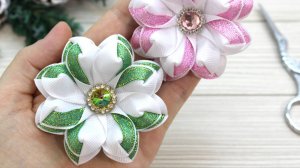 Новогодний цветок из лент мастер-класс для всех