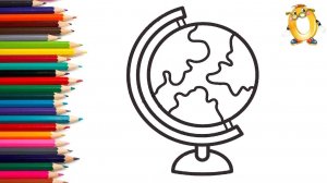 Мультик - раскраска для детей ГЛОБУС. Учимся как рисовать ГЛОБУС вместе с детьми // ОБУЧАШКА ТВ