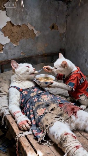 Отец кошки употреблял алкоголь и бросил семью, а котенок и мать кошки жили друг за счет друга!