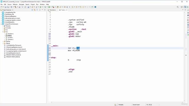 Section 5- Dealing with Constants and Literals, Lecture 35- Programming - Importing from C to Asse смотреть онлайн