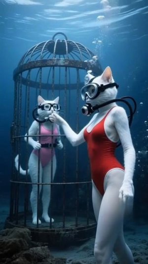 котики дайвинг опускаются в воду Иии...