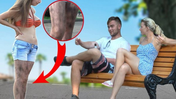 Девушка с БОЛЬШИМИ густыми волосами на НОГАХ - юмор для всех!